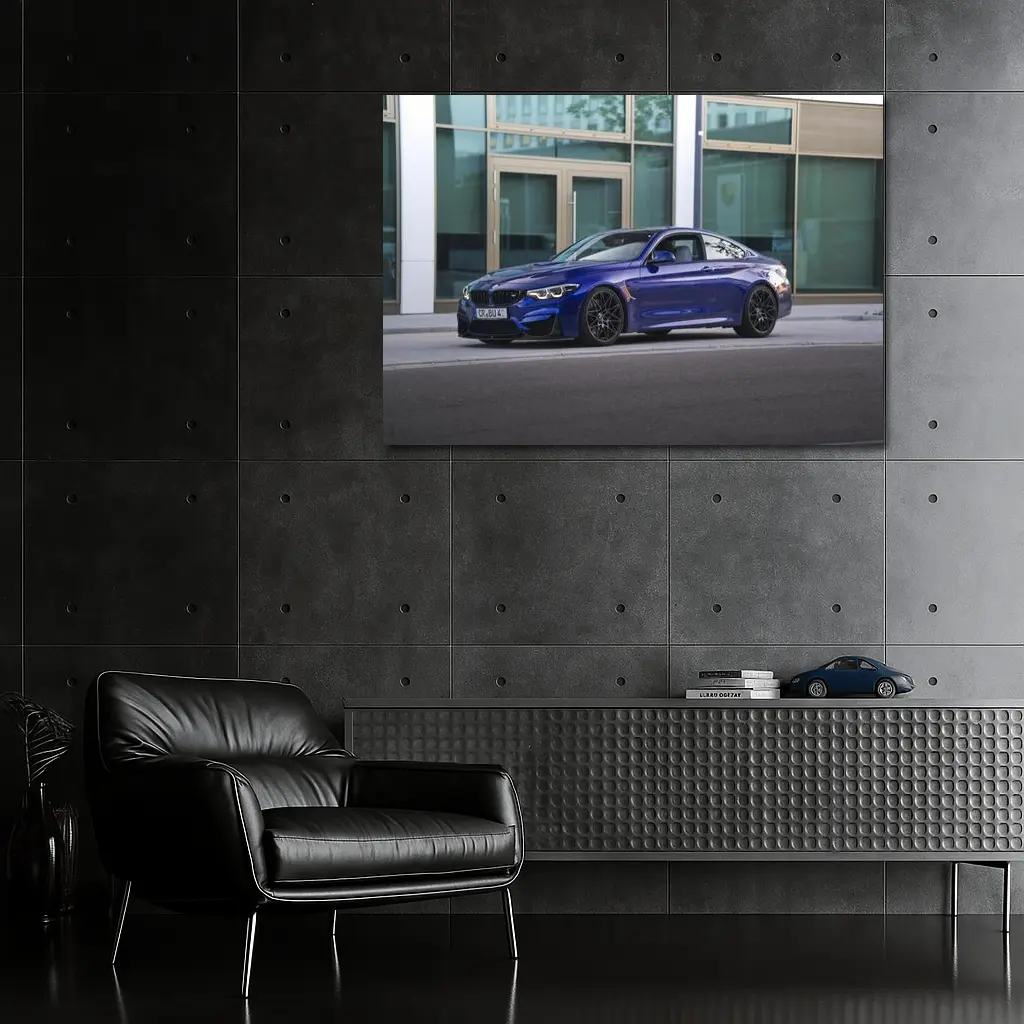 BMW M4 Blue Coupe Urban Street Scene – Wall Art