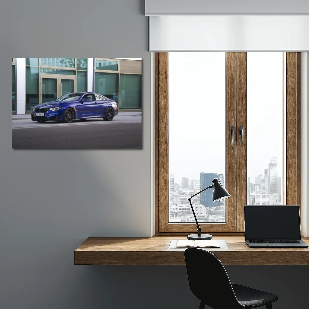 BMW M4 Blue Coupe Urban Street Scene – Wall Art