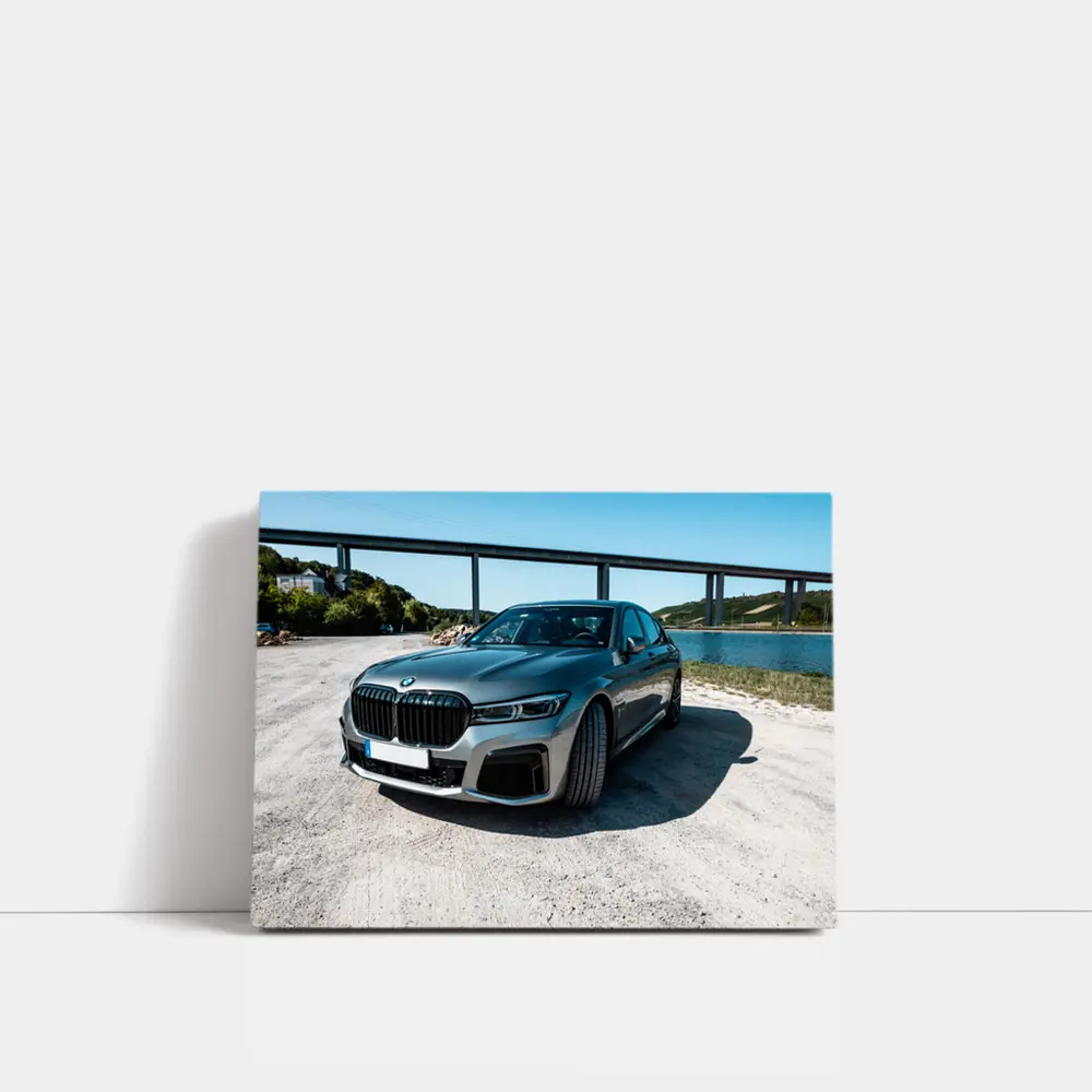 BMW Seven Series Gray Sedan by River – Wall Art