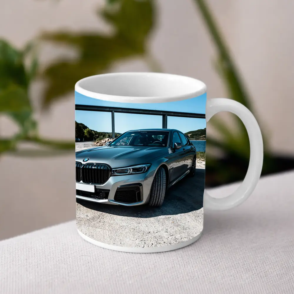 BMW Seven Series Gray Sedan by River – Mugs