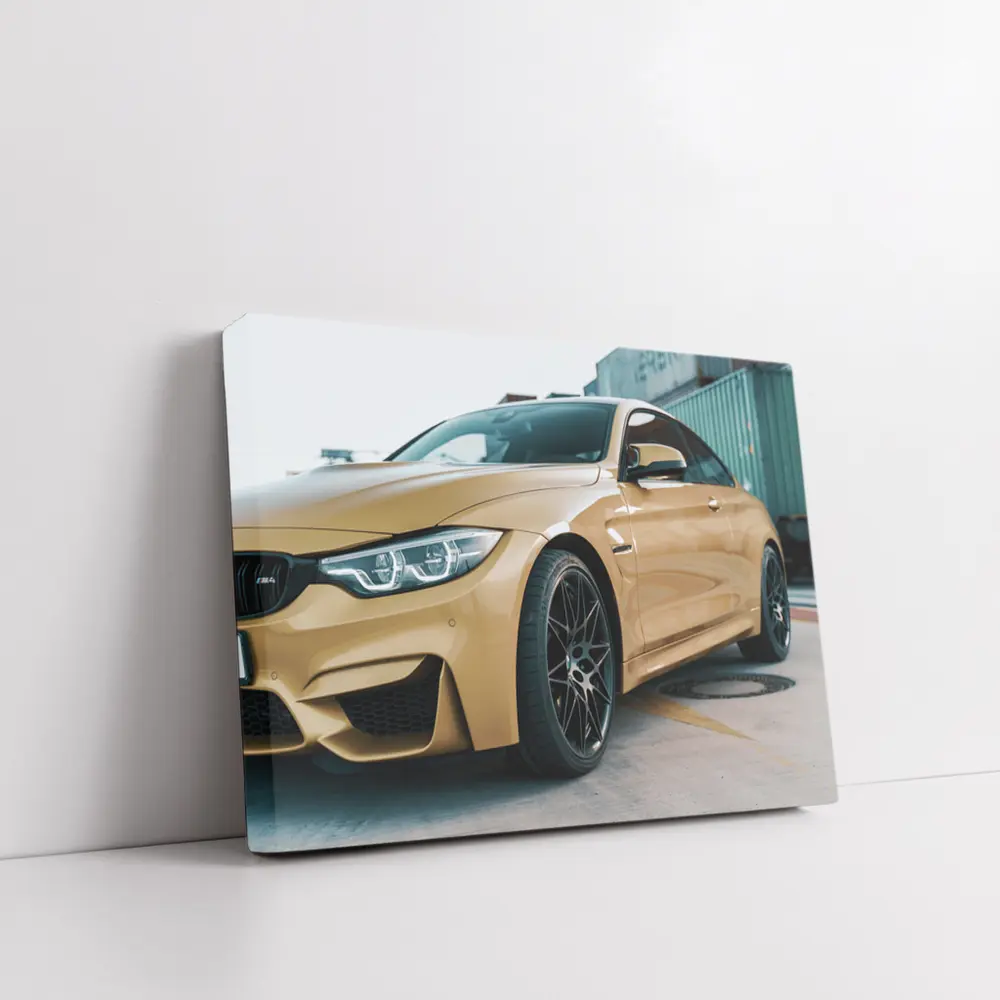 BMW M4 Gold Coupe Industrial Port Setting – Wall Art