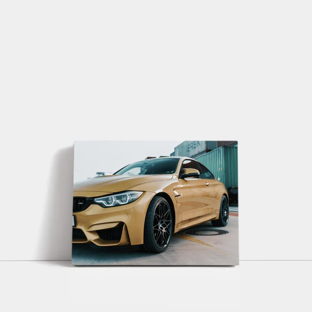 BMW M4 Gold Coupe Industrial Port Setting – Wall Art