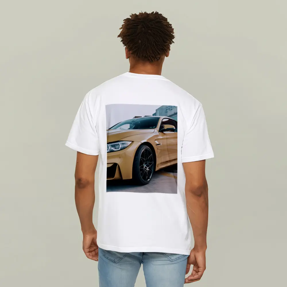 BMW M4 Gold Coupe Industrial Port Setting – T-Shirts