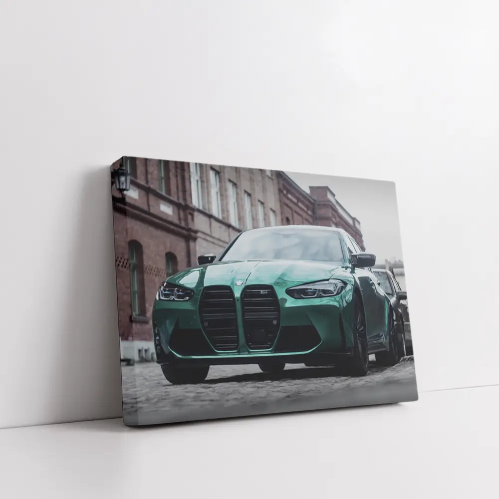 BMW M3 Green Sedan Urban Street Scene – Wall Art