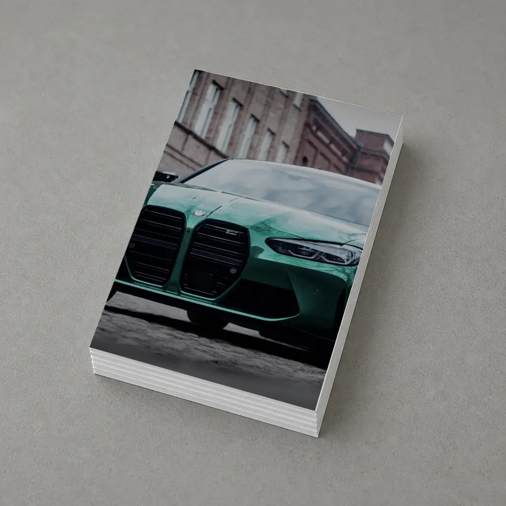 BMW M3 Green Sedan Urban Street Scene – Postcards
