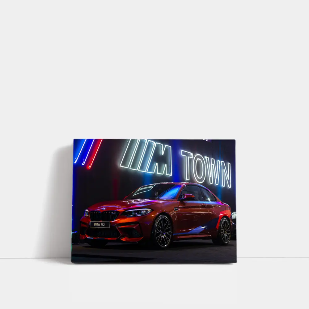 BMW M2 Red Coupe M Town Neon – Wall Art