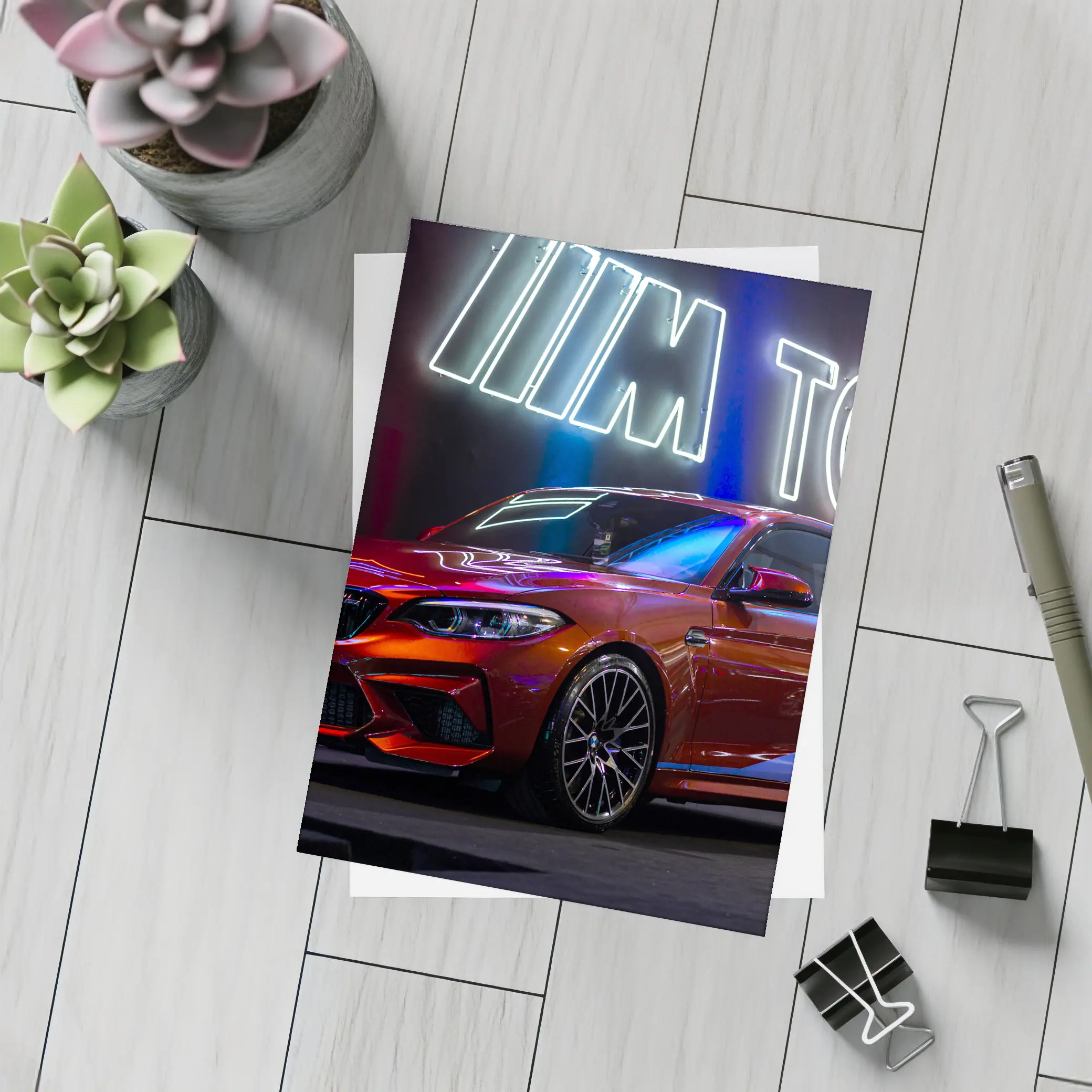 BMW M2 Red Coupe M Town Neon – Postcards