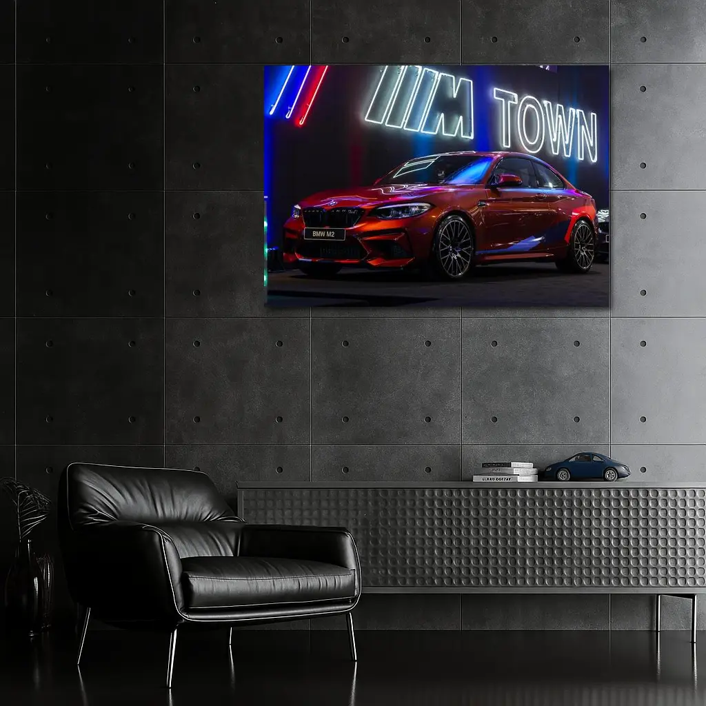 BMW M2 Red Coupe M Town Neon – Wall Art