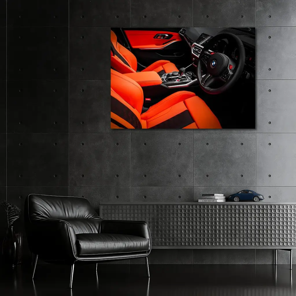BMW M3 Interior Orange Black Sport Cabin – Wall Art