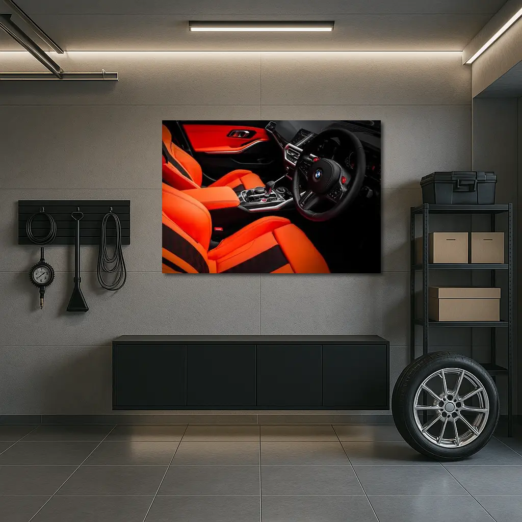 BMW M3 Interior Orange Black Sport Cabin – Wall Art