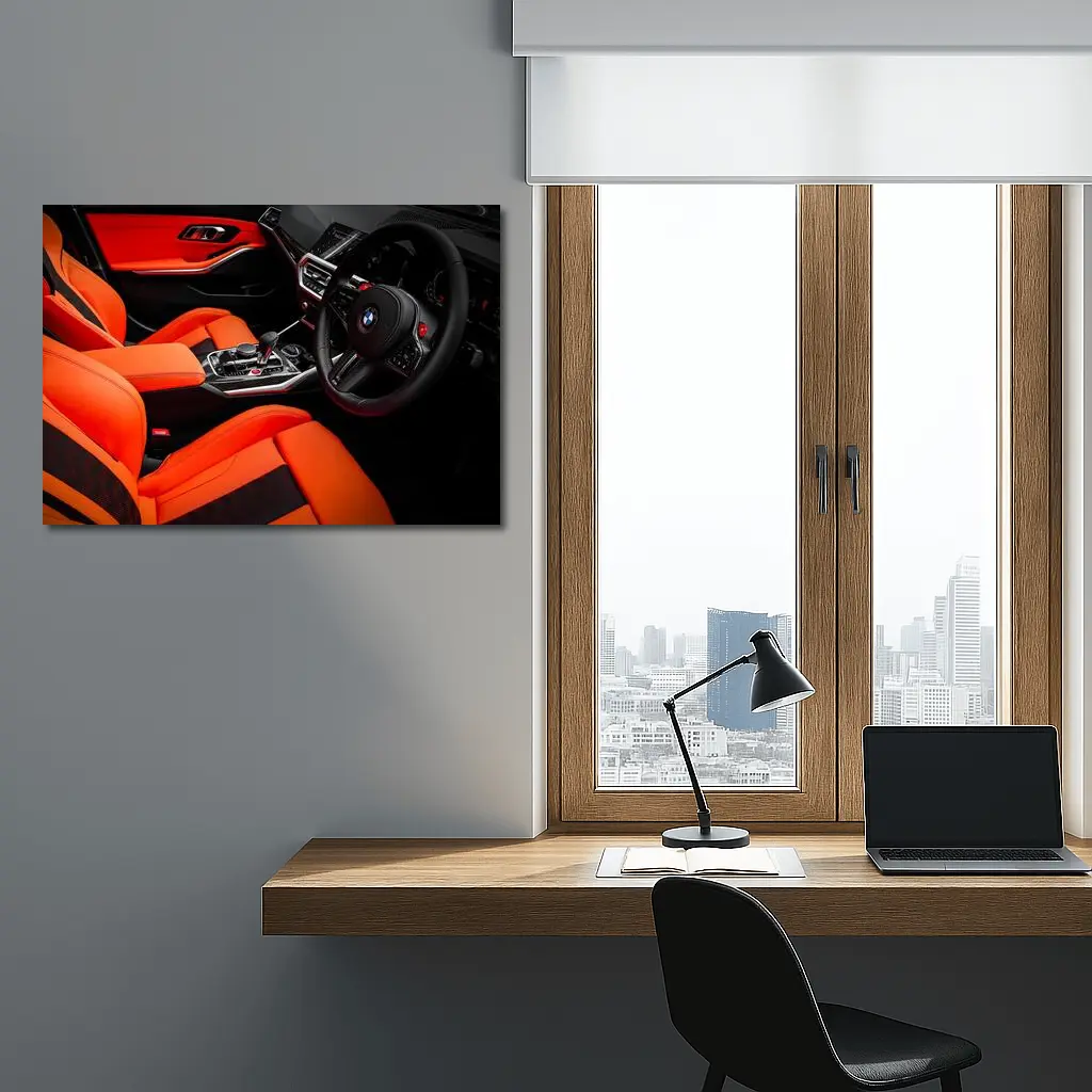 BMW M3 Interior Orange Black Sport Cabin – Wall Art