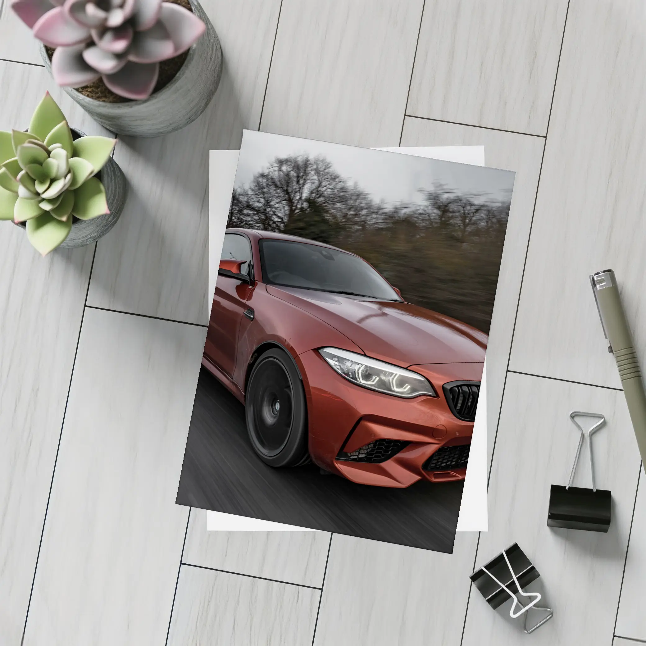 BMW M2 Coupe Racing On Wet Road – Postcards