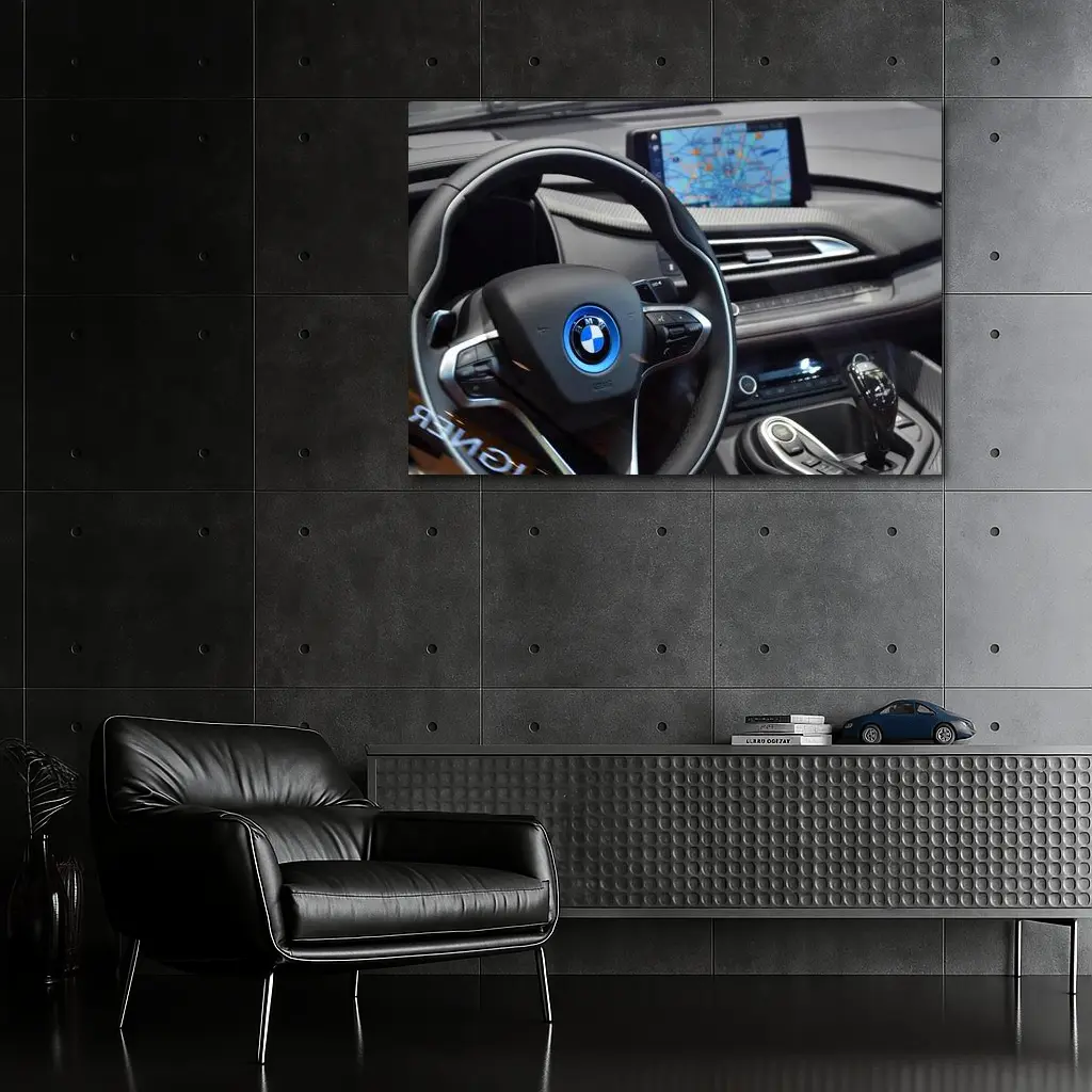 BMW i8 Interior Cockpit Dashboard Navigation View – Wall Art