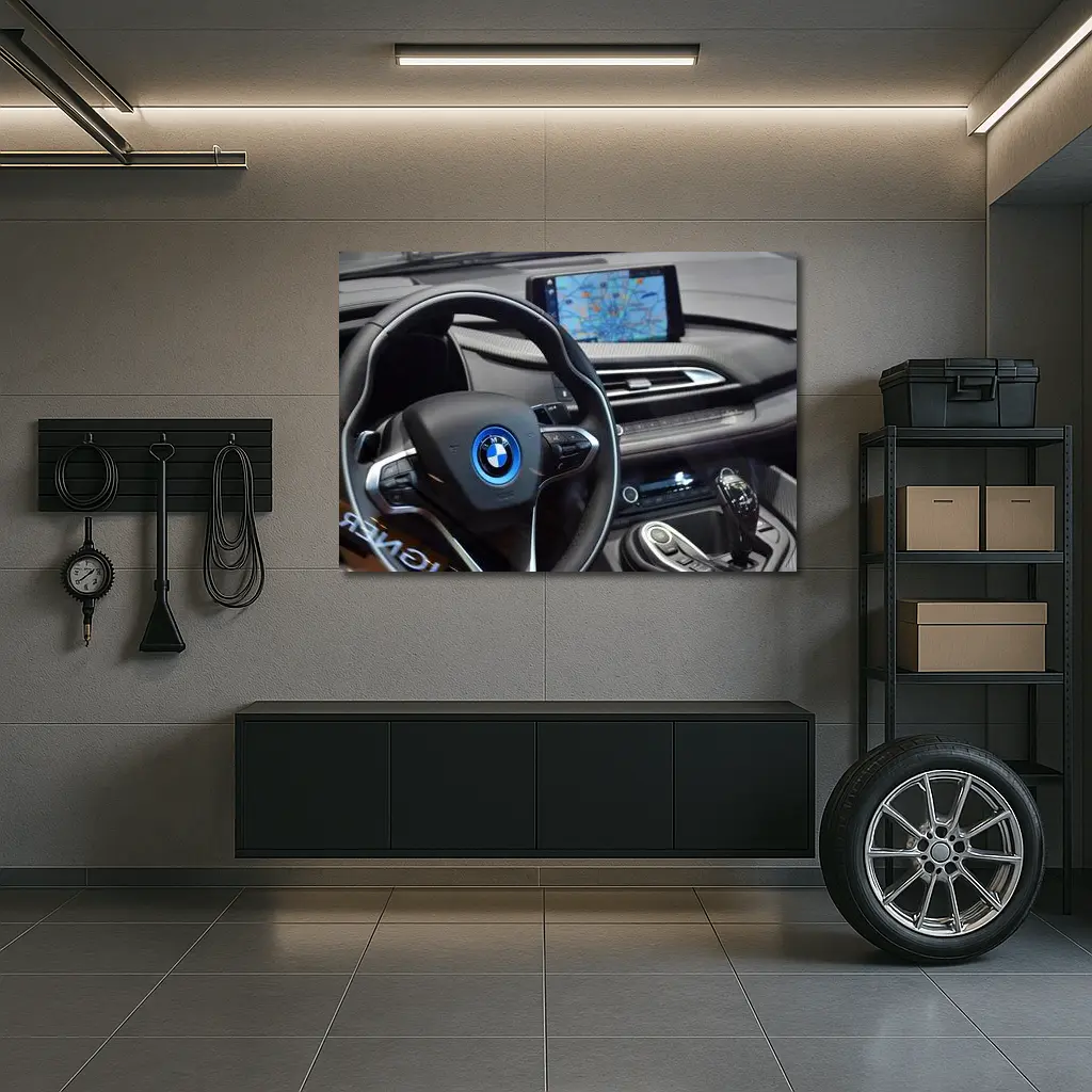 BMW i8 Interior Cockpit Dashboard Navigation View – Wall Art