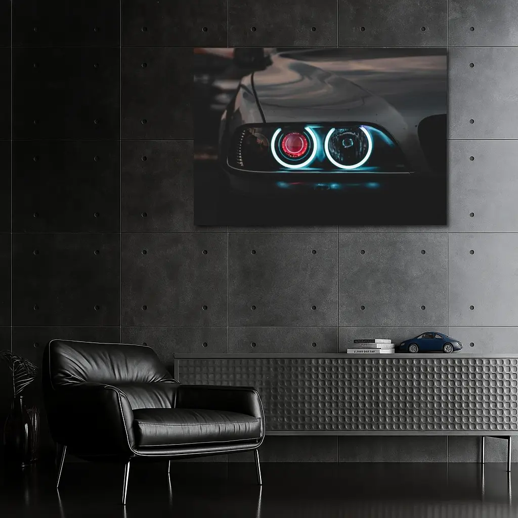 BMW E46 Angel Eyes Headlight Dark Night – Wall Art