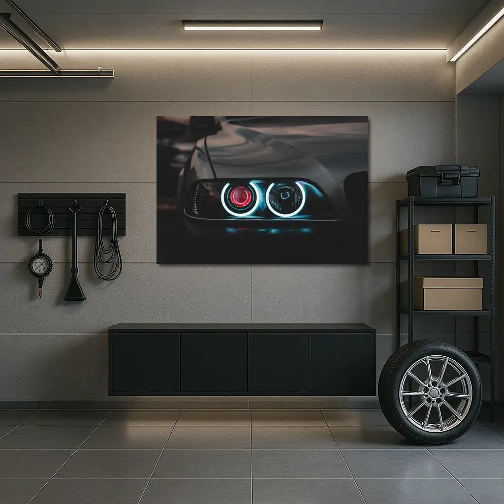 BMW E46 Angel Eyes Headlight Dark Night – Wall Art