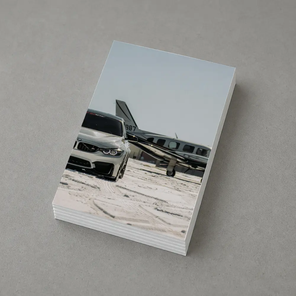 BMW M4 Silver Parked Near Private Jet – Postcards