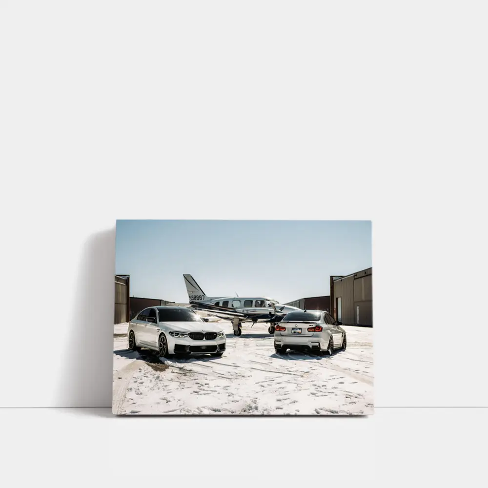 BMW M5 M3 Parked Near Private Airplane – Wall Art