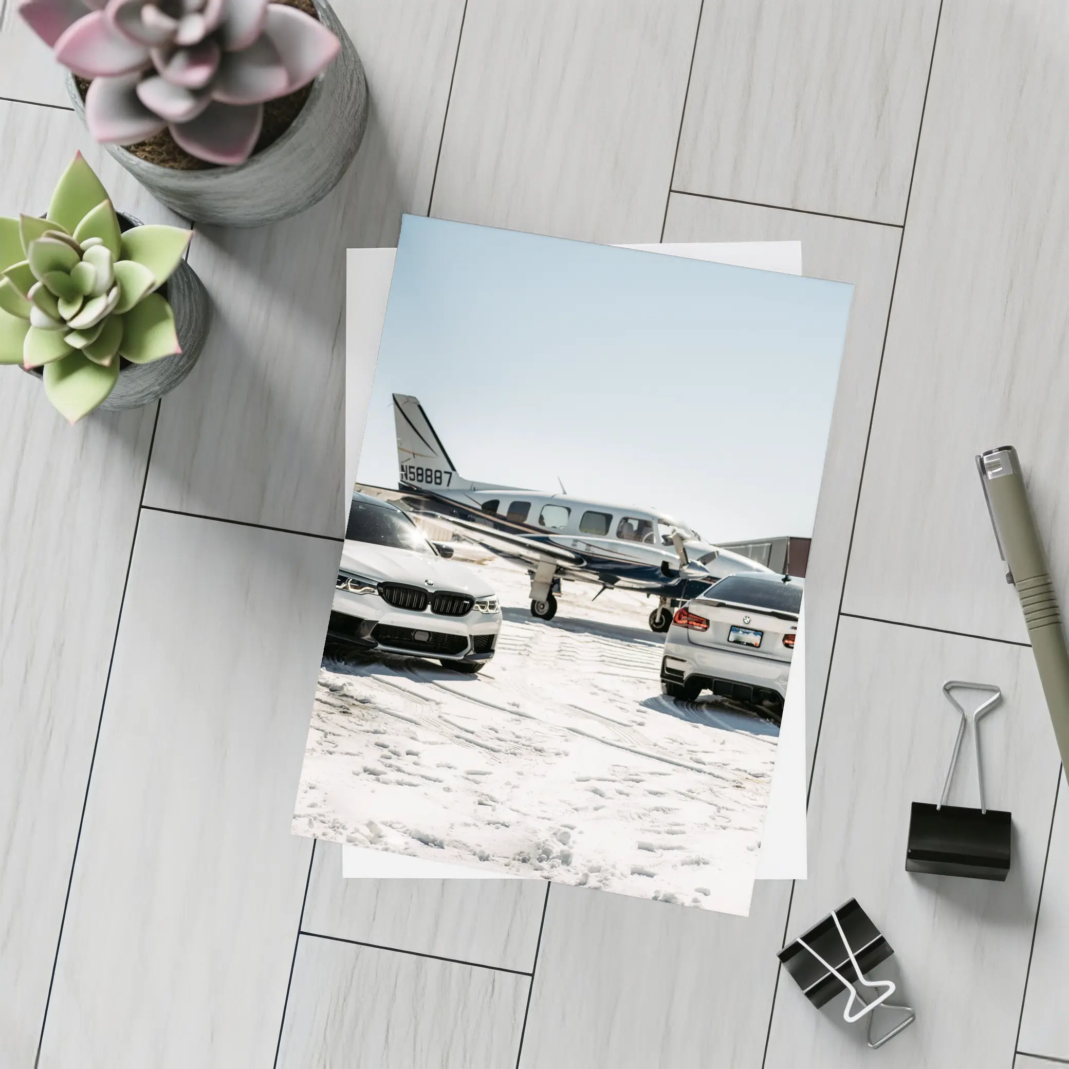 BMW M5 M3 Parked Near Private Airplane – Postcards