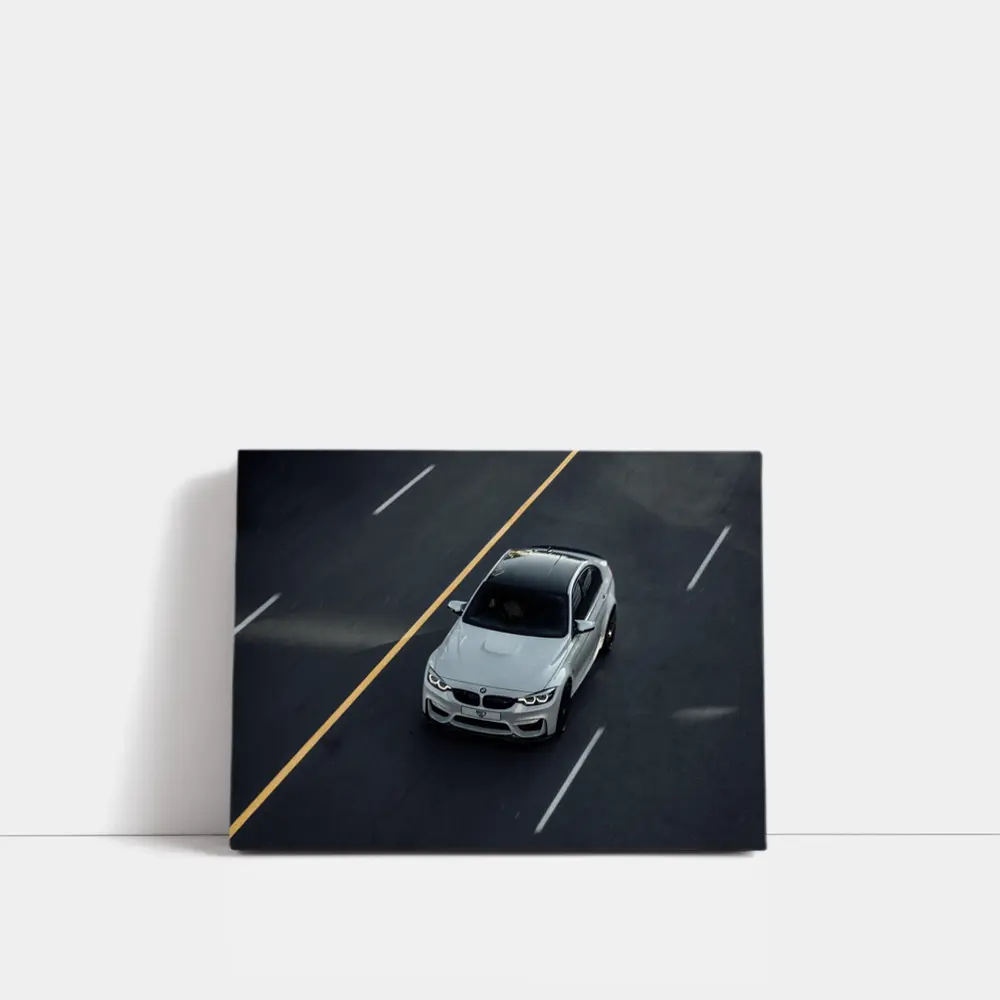 BMW M4 White Sedan on Open Road – Wall Art
