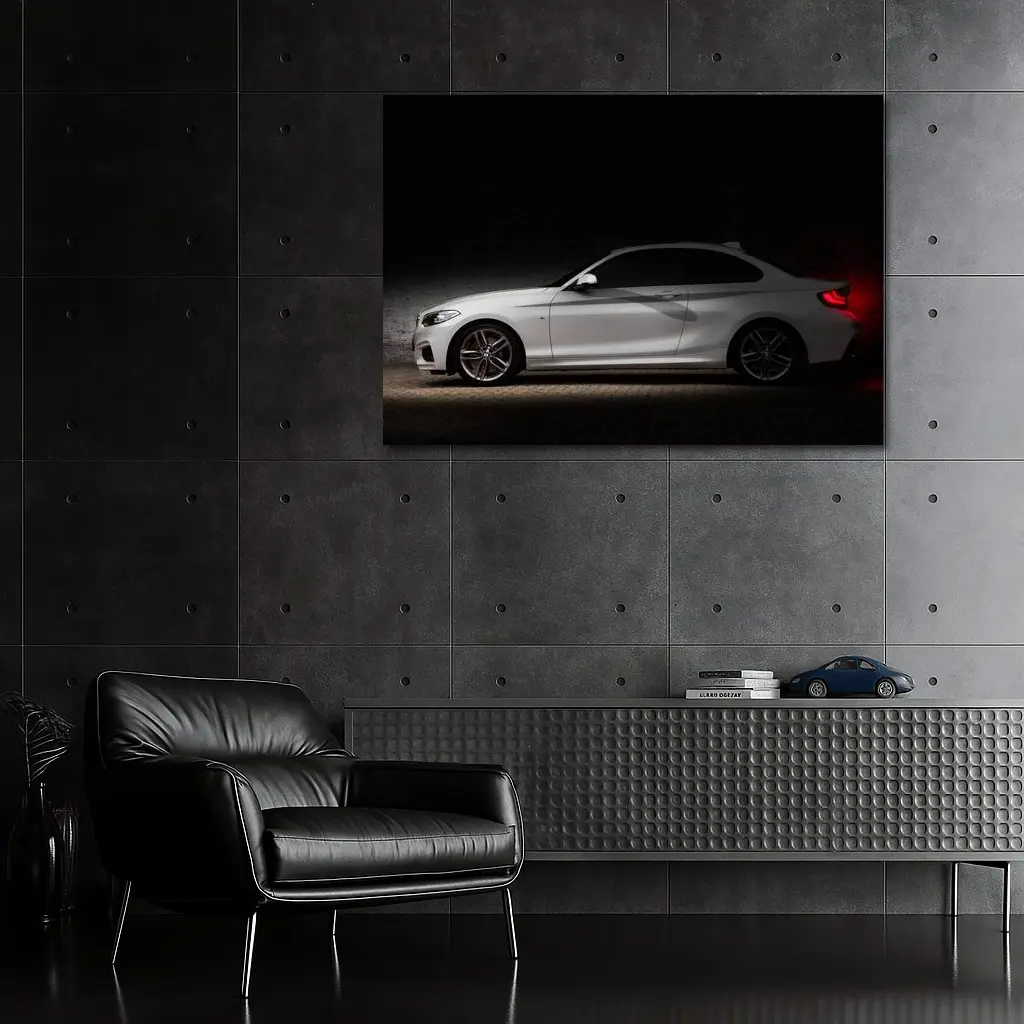 BMW 2 Series White Coupe Dark Studio – Wall Art