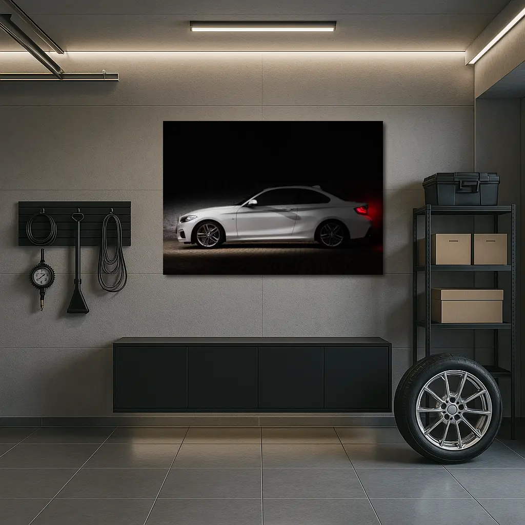 BMW 2 Series White Coupe Dark Studio – Wall Art