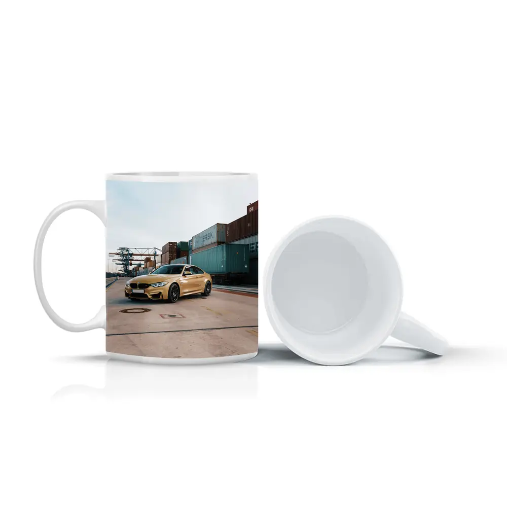 BMW M4 Gold at Industrial Port – Mugs