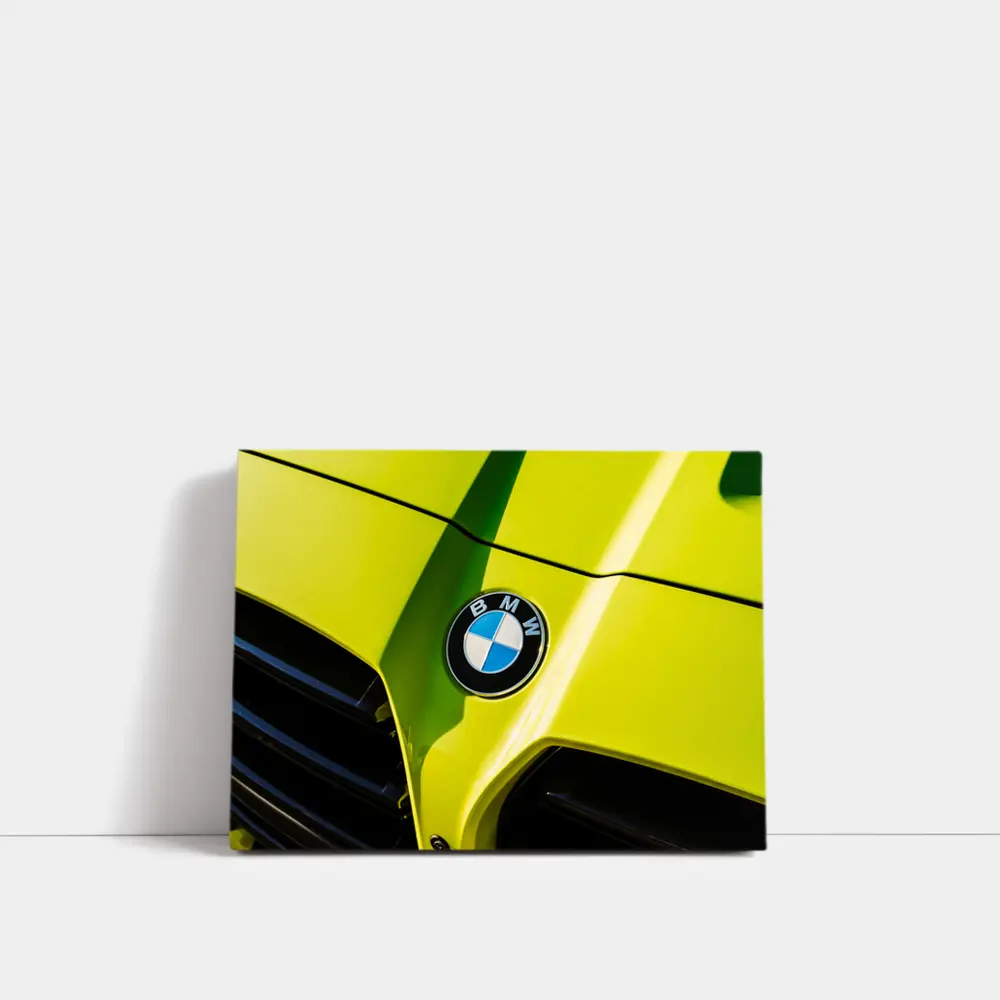 BMW M4 Yellow Hood Close Up Shot – Wall Art