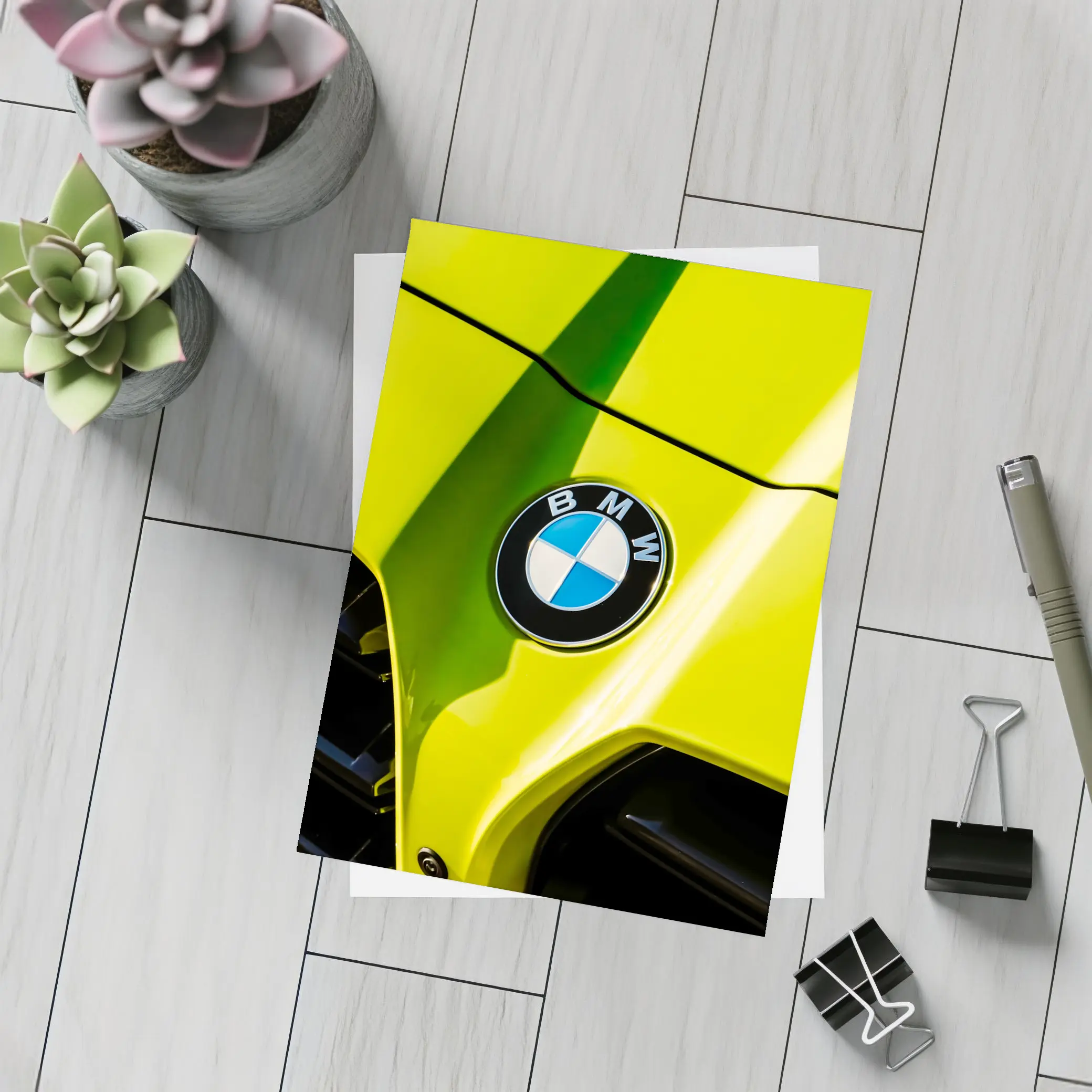 BMW M4 Yellow Hood Close Up Shot – Postcards
