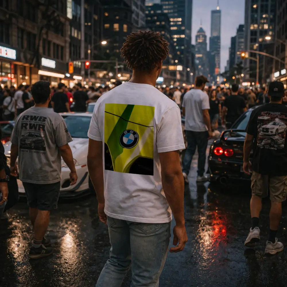 BMW M4 Yellow Hood Close Up Shot – T-Shirts