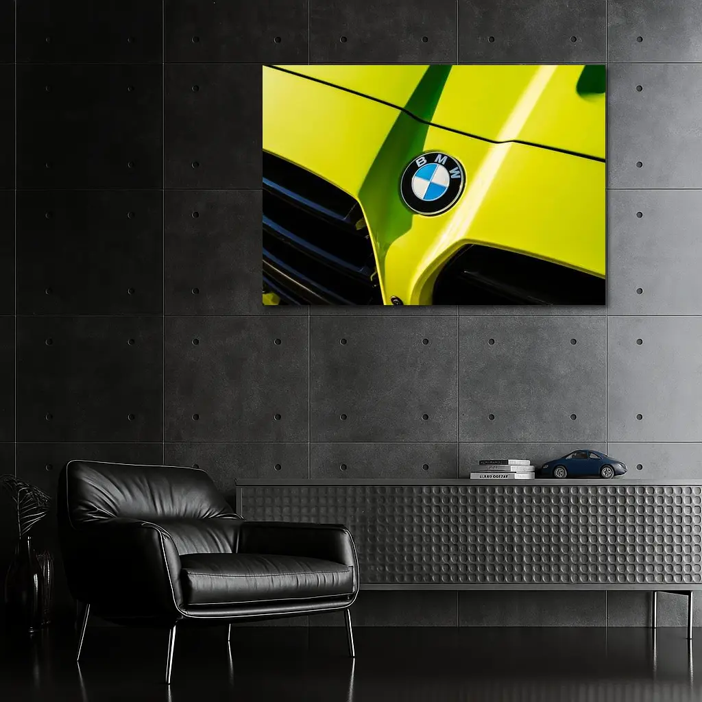 BMW M4 Yellow Hood Close Up Shot – Wall Art