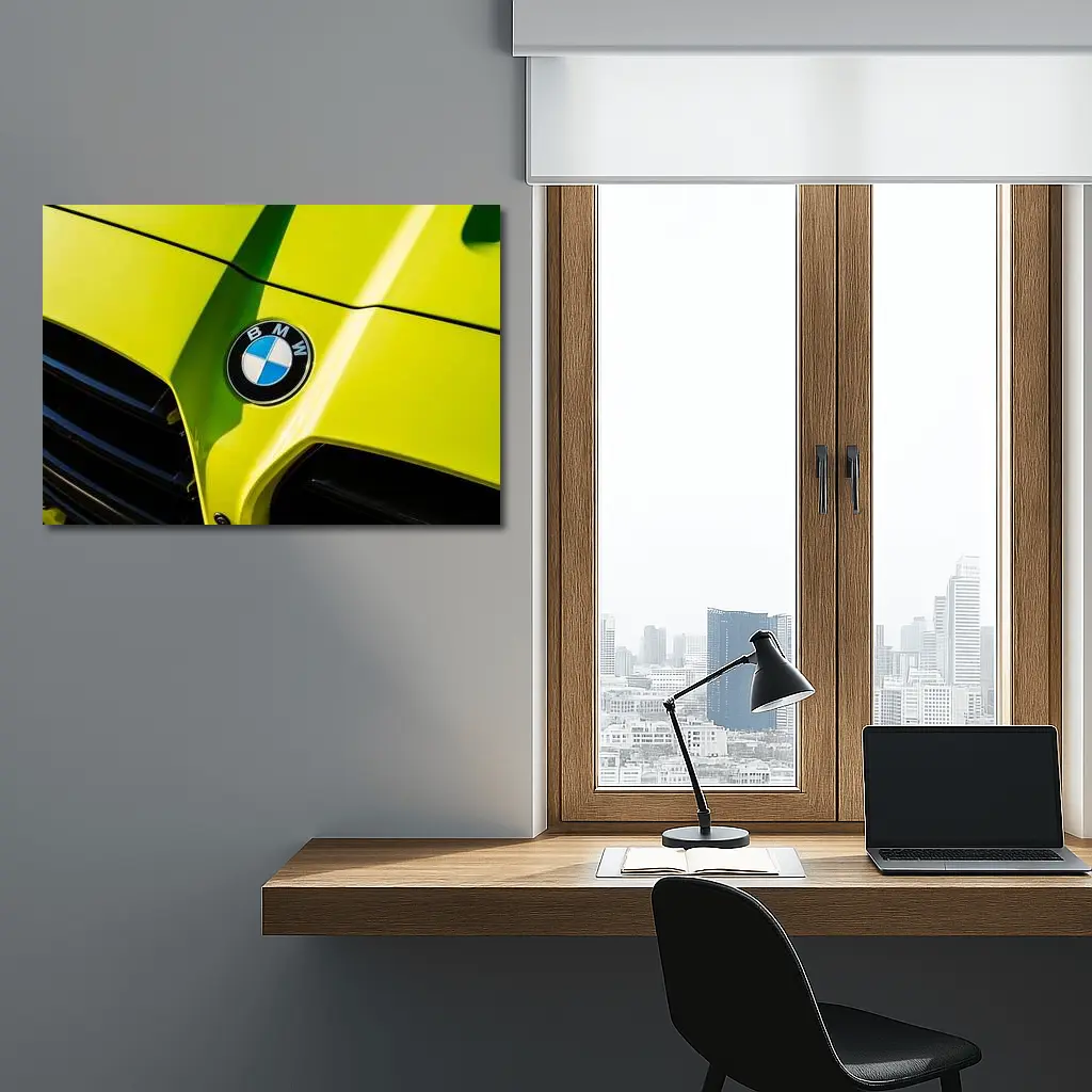 BMW M4 Yellow Hood Close Up Shot – Wall Art