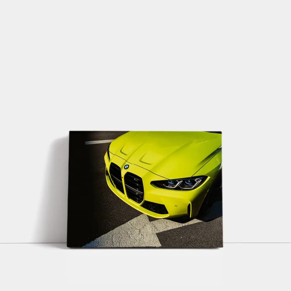BMW M4 Sao Paulo Yellow Front Close Up – Wall Art