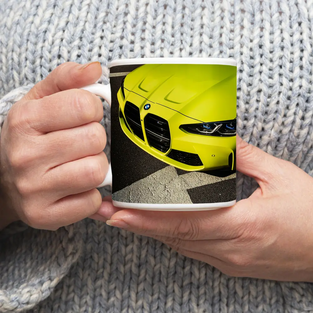 BMW M4 Sao Paulo Yellow Front Close Up – Mugs