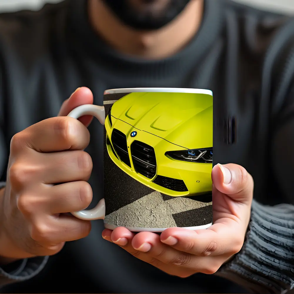 BMW M4 Sao Paulo Yellow Front Close Up – Mugs