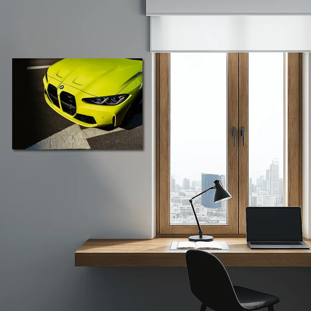 BMW M4 Sao Paulo Yellow Front Close Up – Wall Art