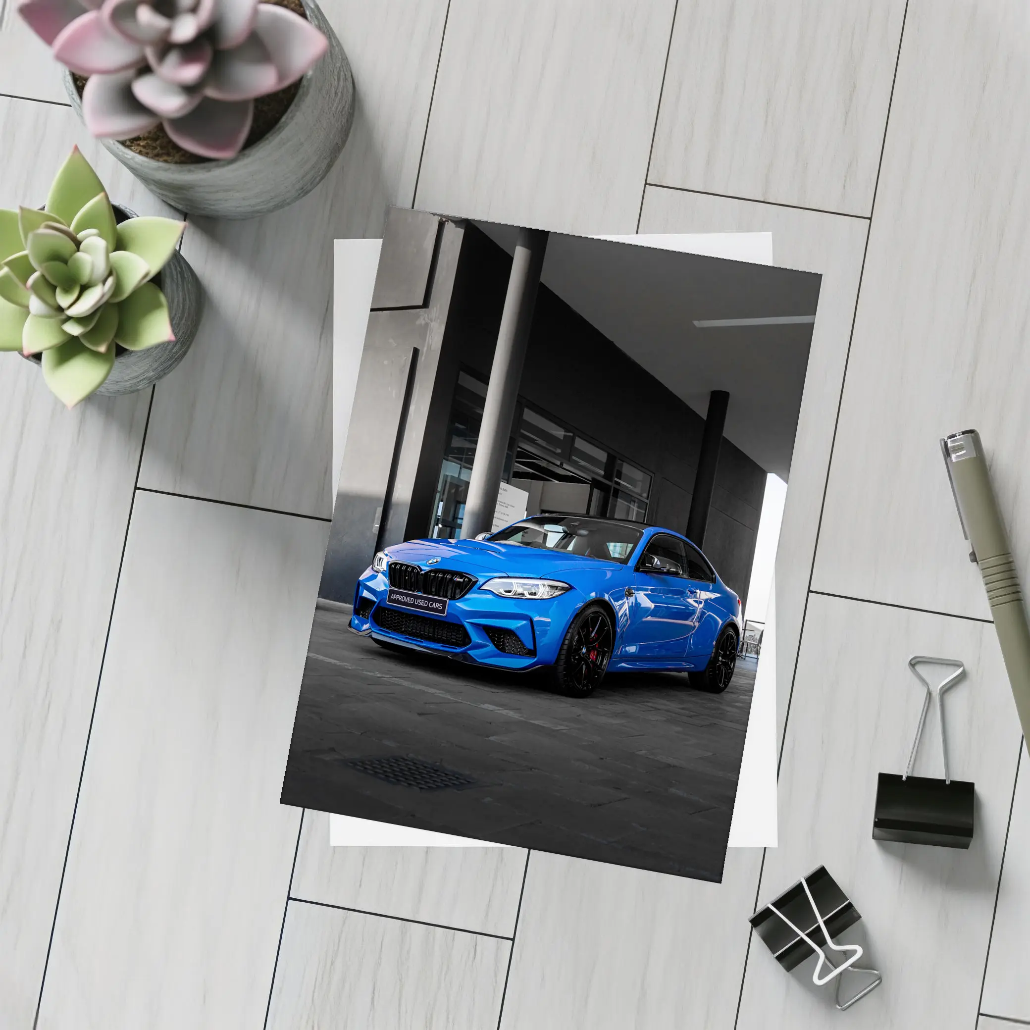 BMW M2 Blue Coupe Urban Parking Shot – Postcards