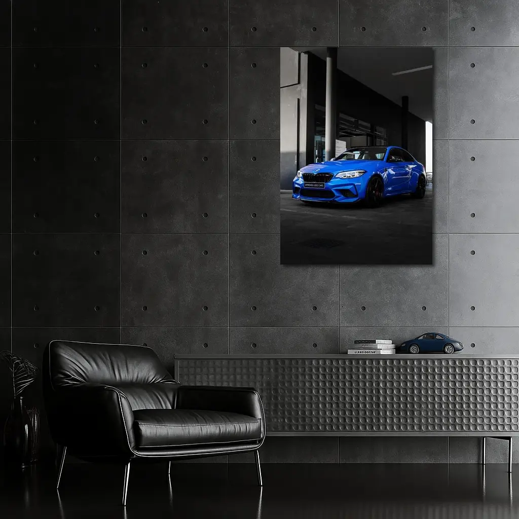 BMW M2 Blue Coupe Urban Parking Shot – Wall Art