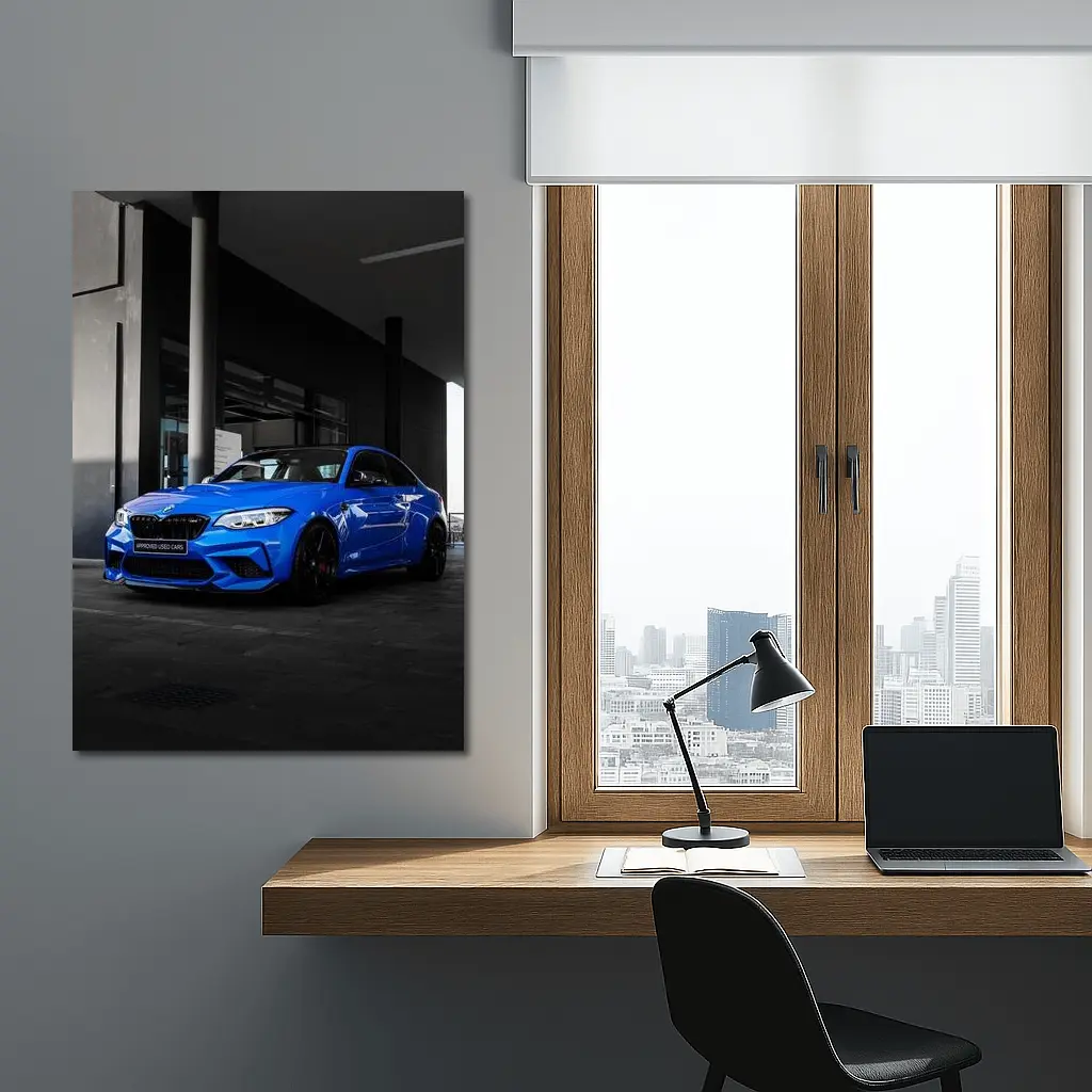 BMW M2 Blue Coupe Urban Parking Shot – Wall Art