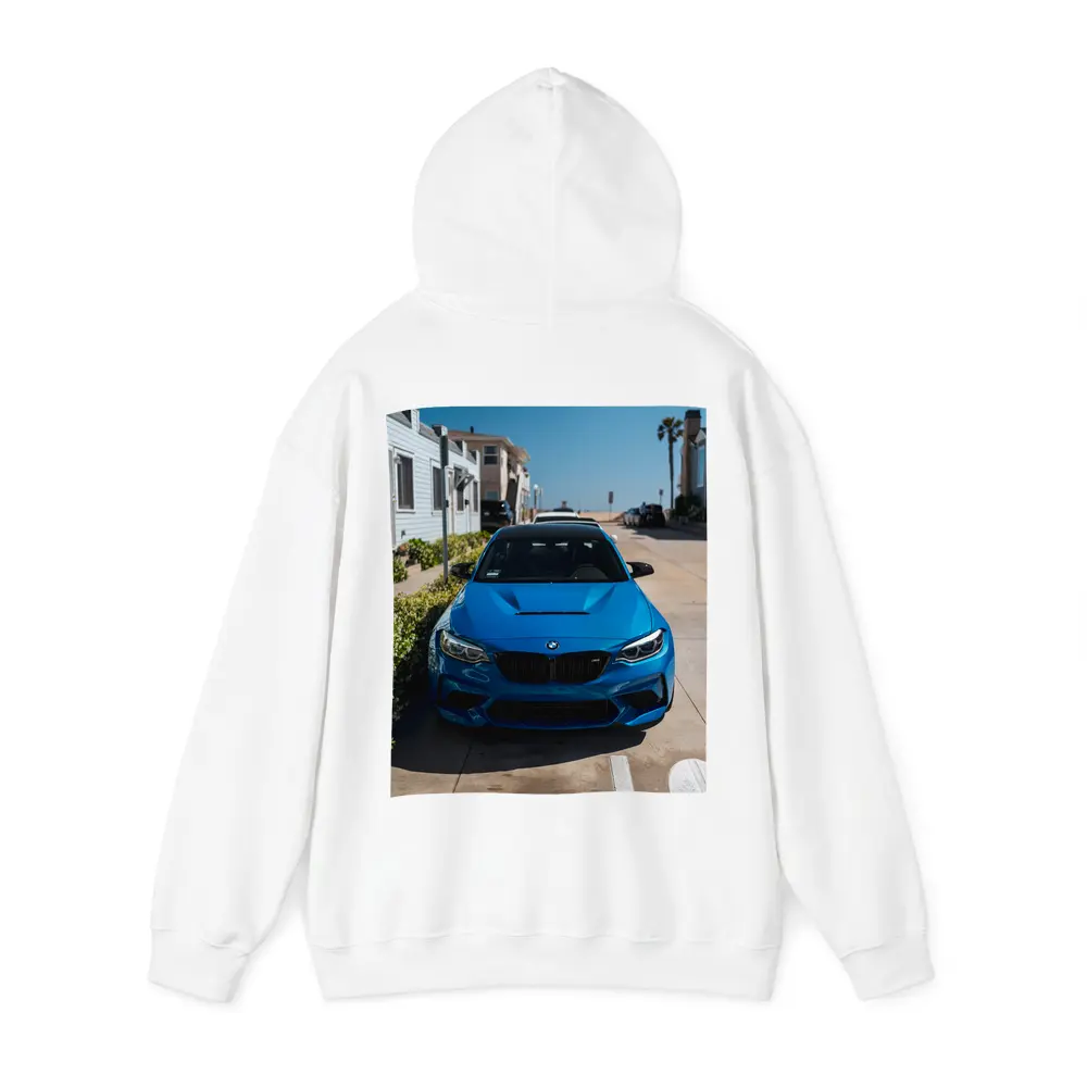 BMW M2 Blue Parked Coastal Street – Hoodies