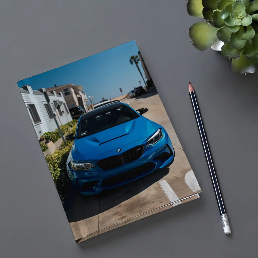 BMW M2 Blue Parked Coastal Street – Notebooks