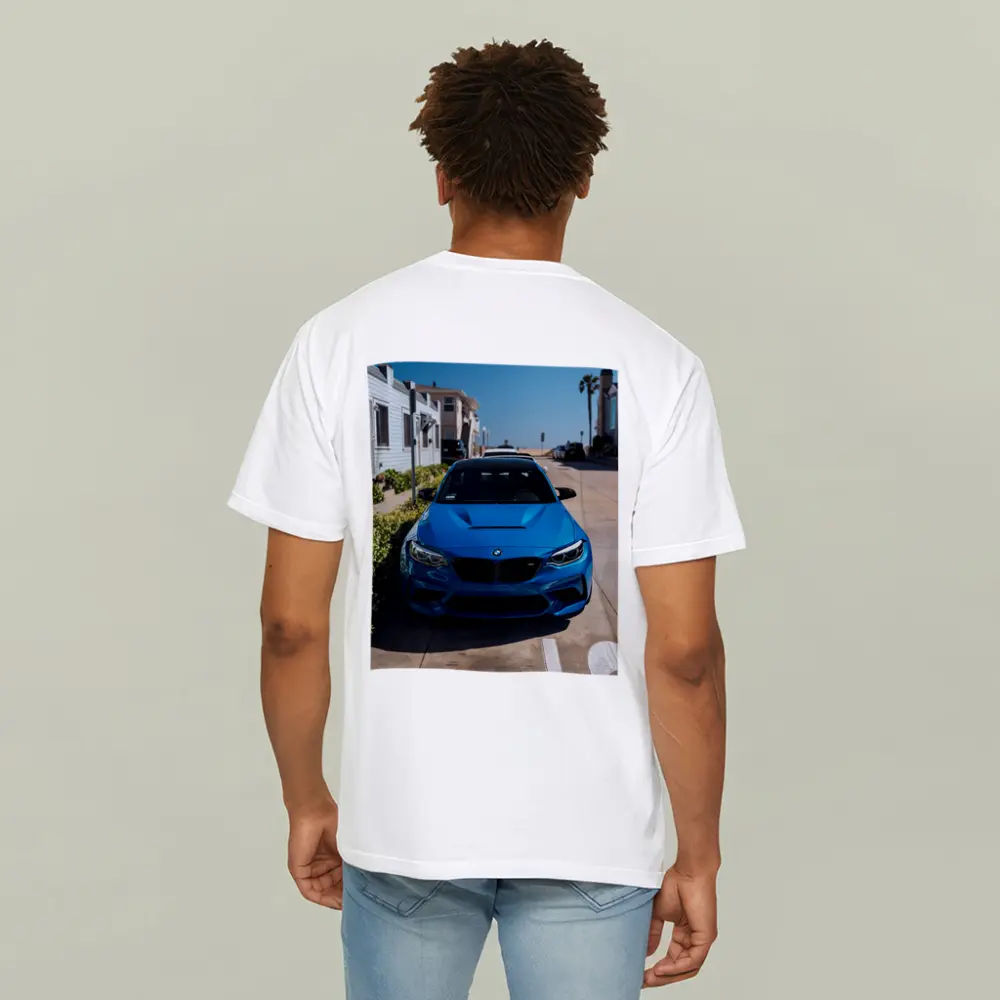 BMW M2 Blue Parked Coastal Street – T-Shirts