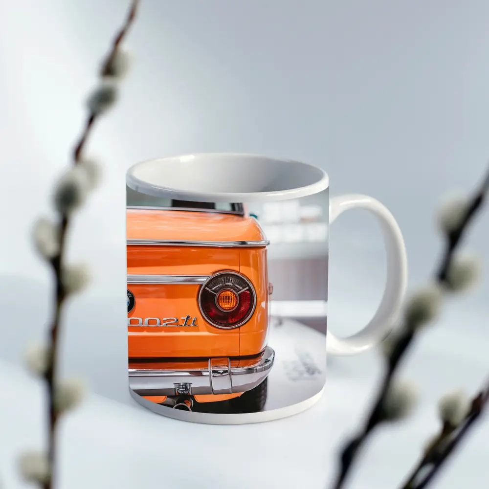 BMW 2002 Ti Orange Classic Rear View – Mugs