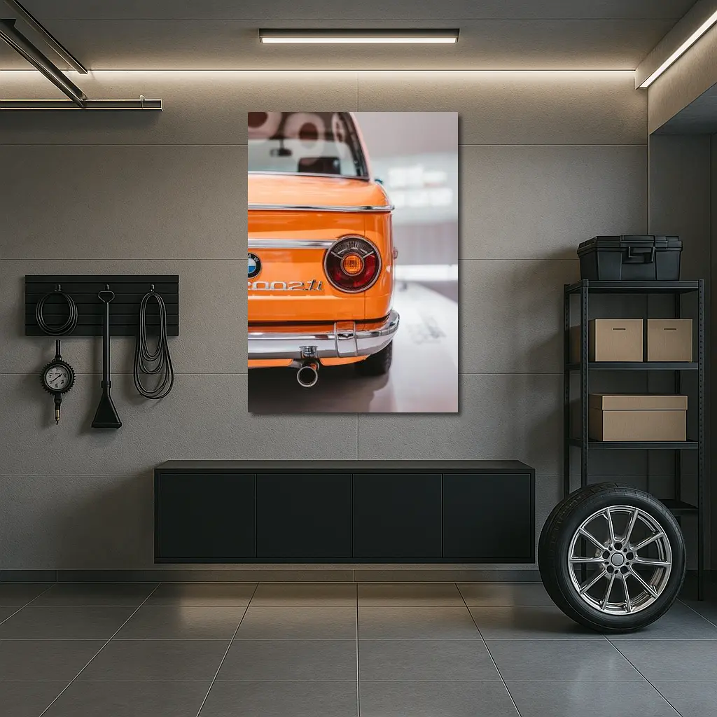 BMW 2002 Ti Orange Classic Rear View – Wall Art