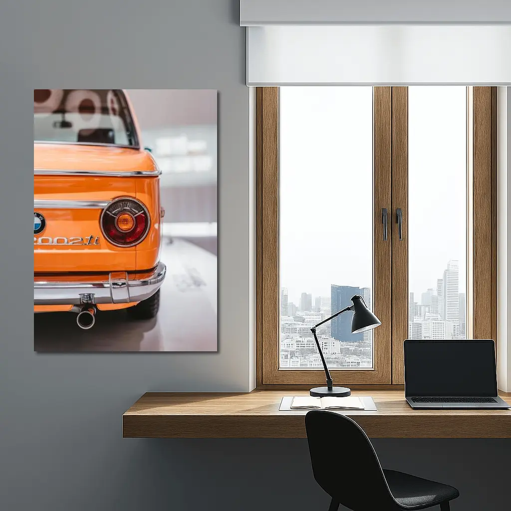 BMW 2002 Ti Orange Classic Rear View – Wall Art