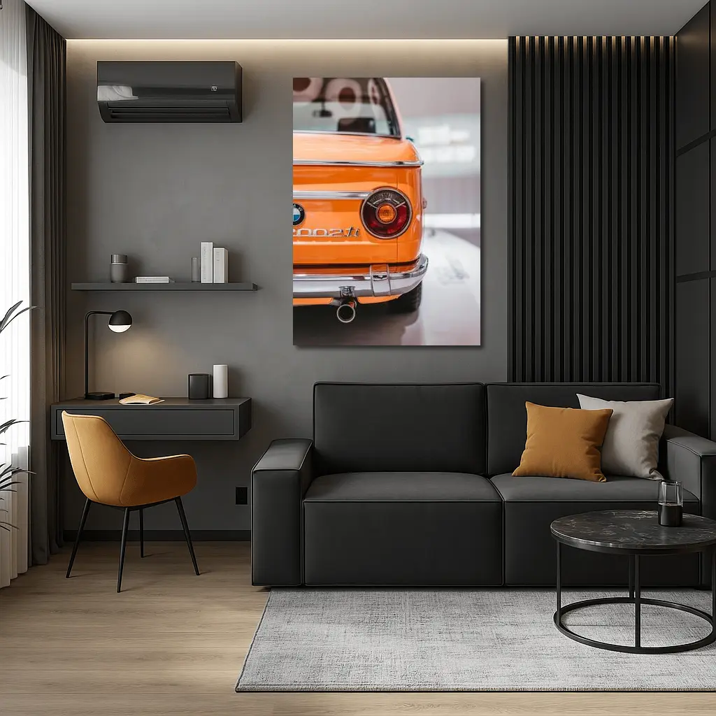 BMW 2002 Ti Orange Classic Rear View – Wall Art