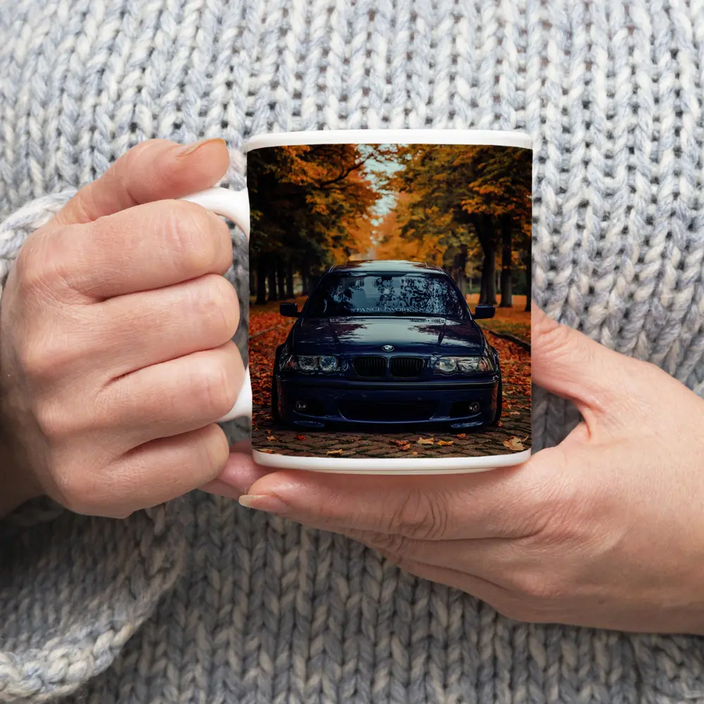 BMW E46 Dark Blue Cobblestone Autumn Avenue – Mugs
