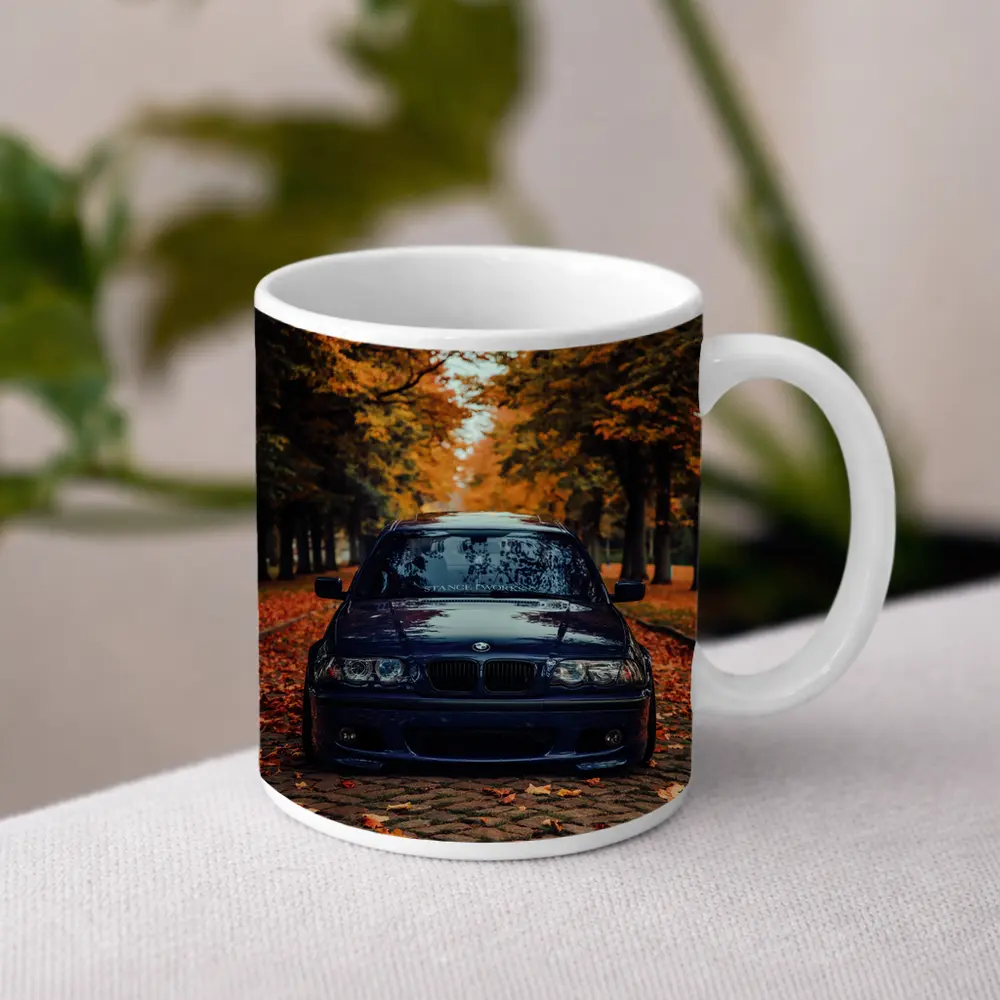 BMW E46 Dark Blue Cobblestone Autumn Avenue – Mugs