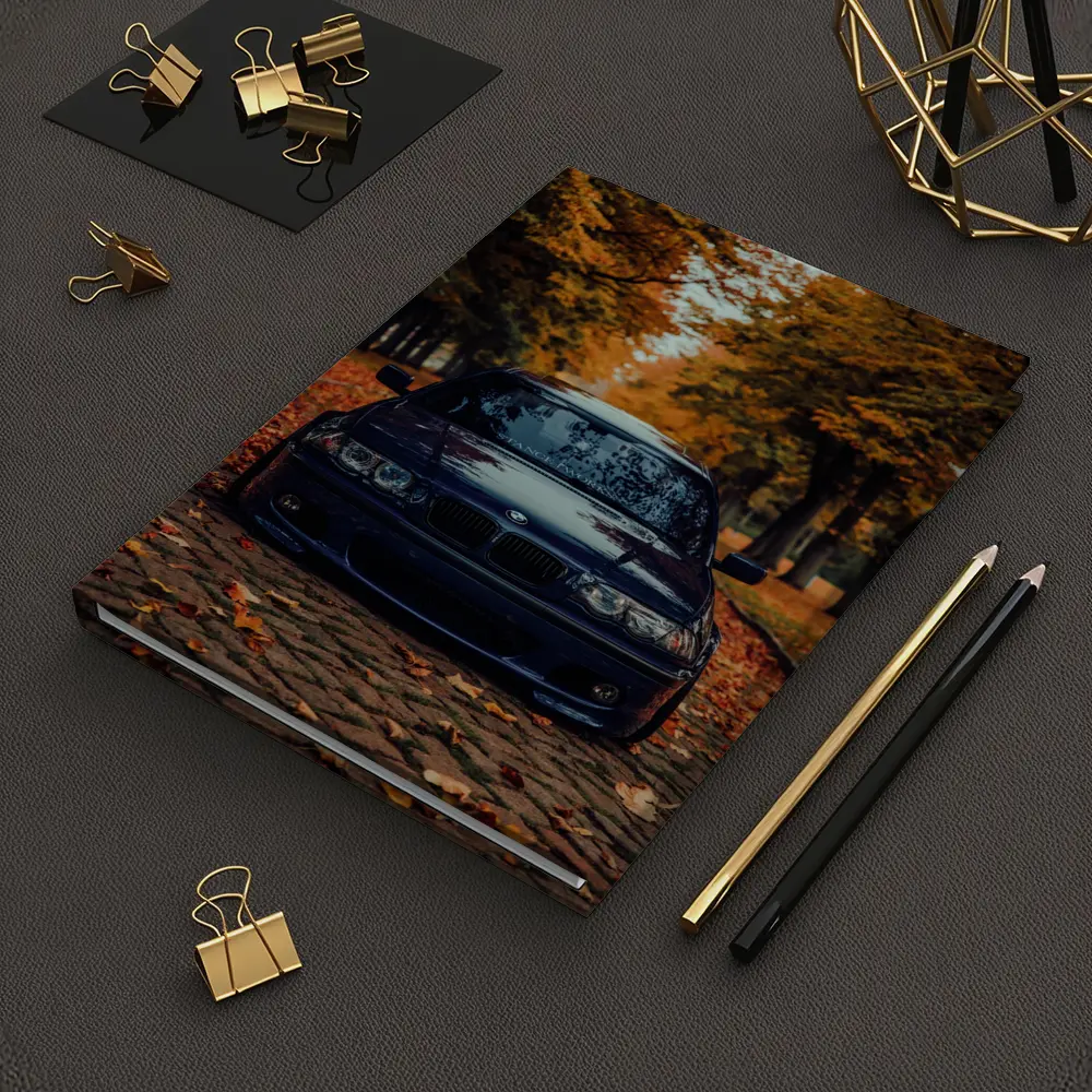 BMW E46 Dark Blue Cobblestone Autumn Avenue – Notebooks