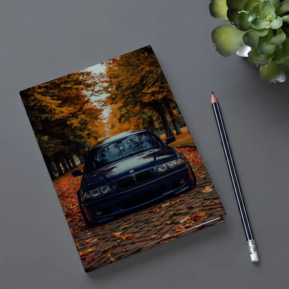 BMW E46 Dark Blue Cobblestone Autumn Avenue – Notebooks